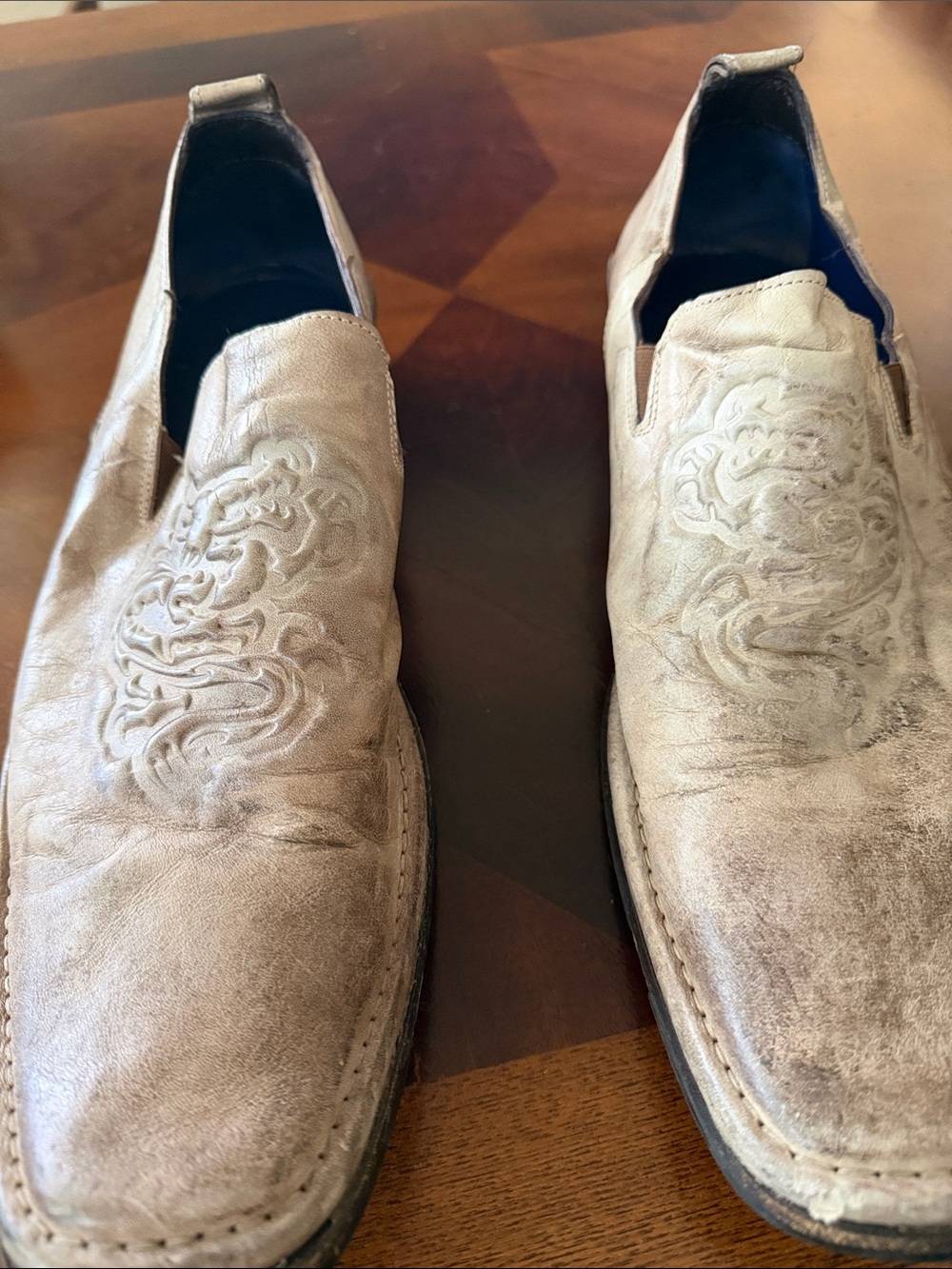 Mark Nason Men's Slip-On Loafers in Light Beige Leather